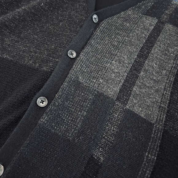 Calvin Klein Sweater Vest Men's XL Black/Gray Merino Wool Blend Striped Cardigan - Picture 6 of 8